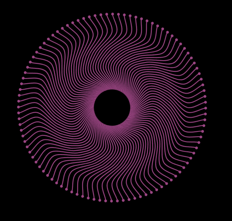 Rotating Tentacle Iris with Moiré effect